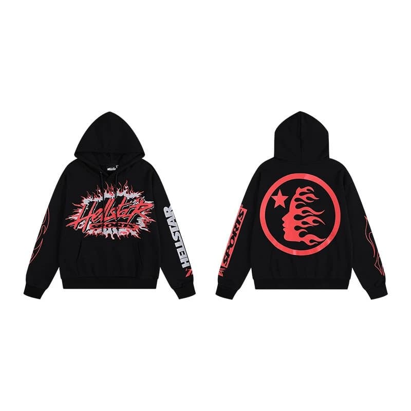Hellstar Flared Sweatpants Flame Print — H507黑色