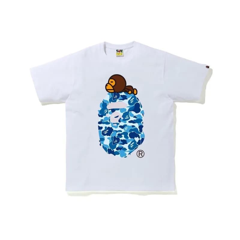 BAPE A Bathing Ape Tee College Logo — 48 白蓝