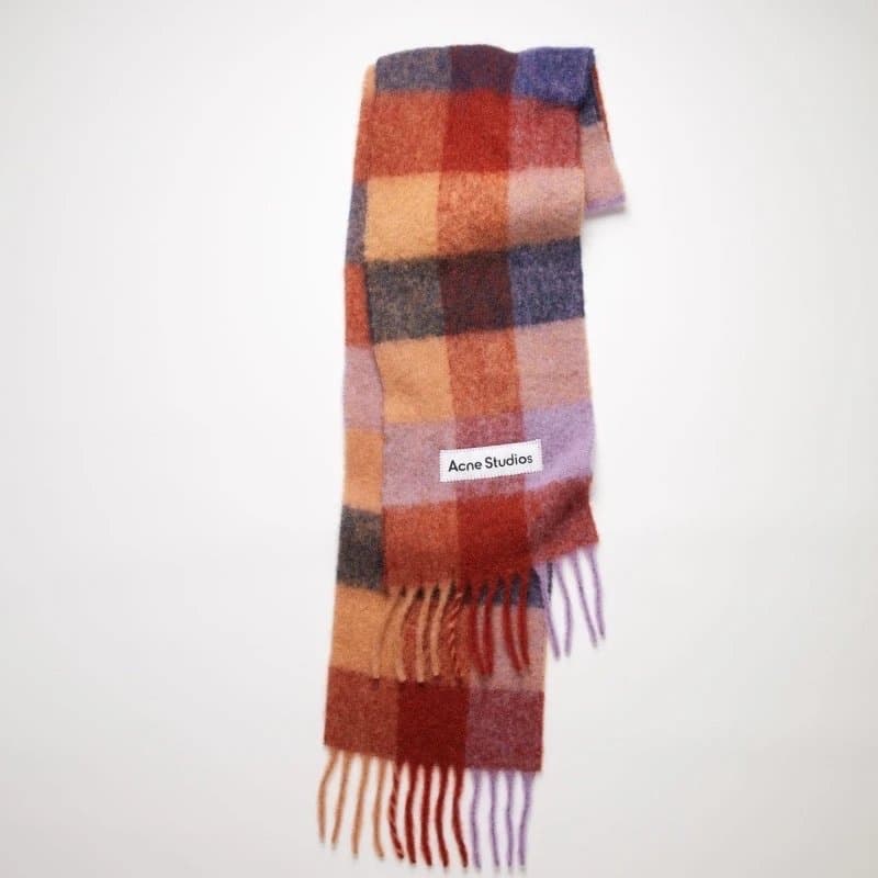 Acne Studios Checkered Wool Scarf Multi-Color Plaid