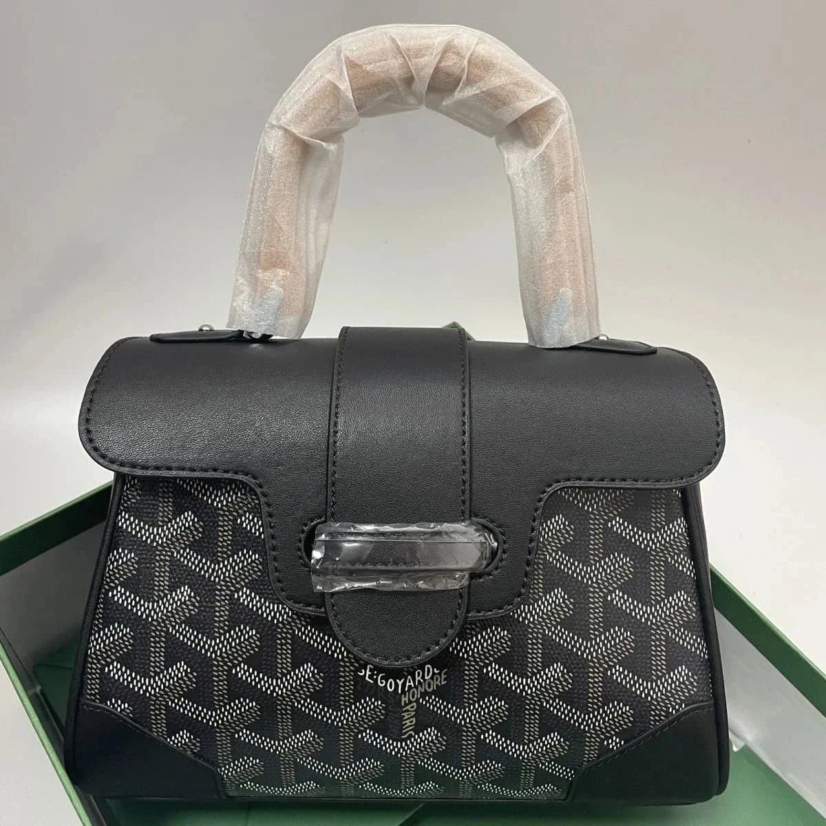 Goyard Saint Louis Mini Black Canvas with White Chevron