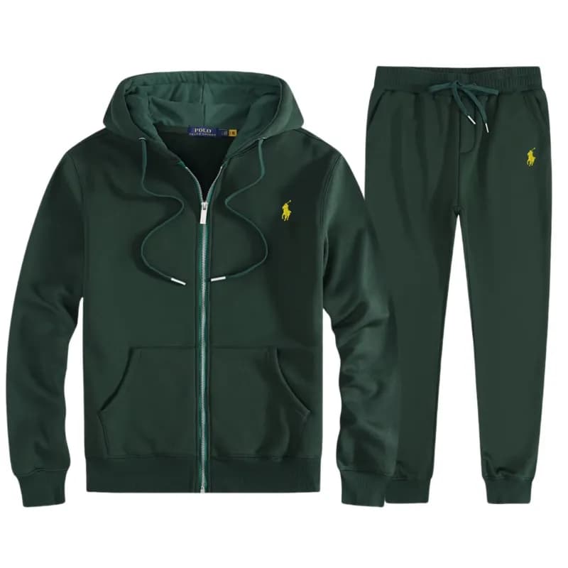 Polo Ralph Lauren Hoodie and Jogger Set Heather Grey — 墨绿-金标