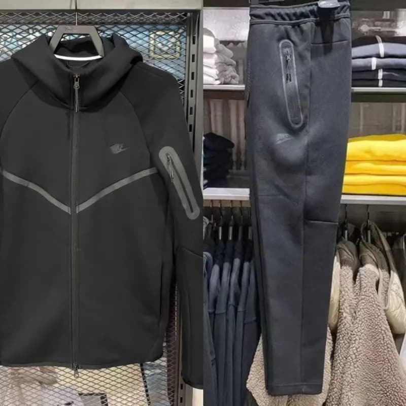 Nike Tech Fleece Hoodie and Joggers Monochrome Black/Grey