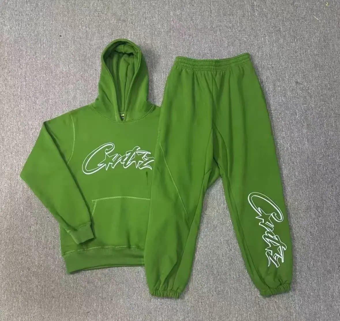 Corteiz Hoodie CRTZ Script Logo — 912绿色套装