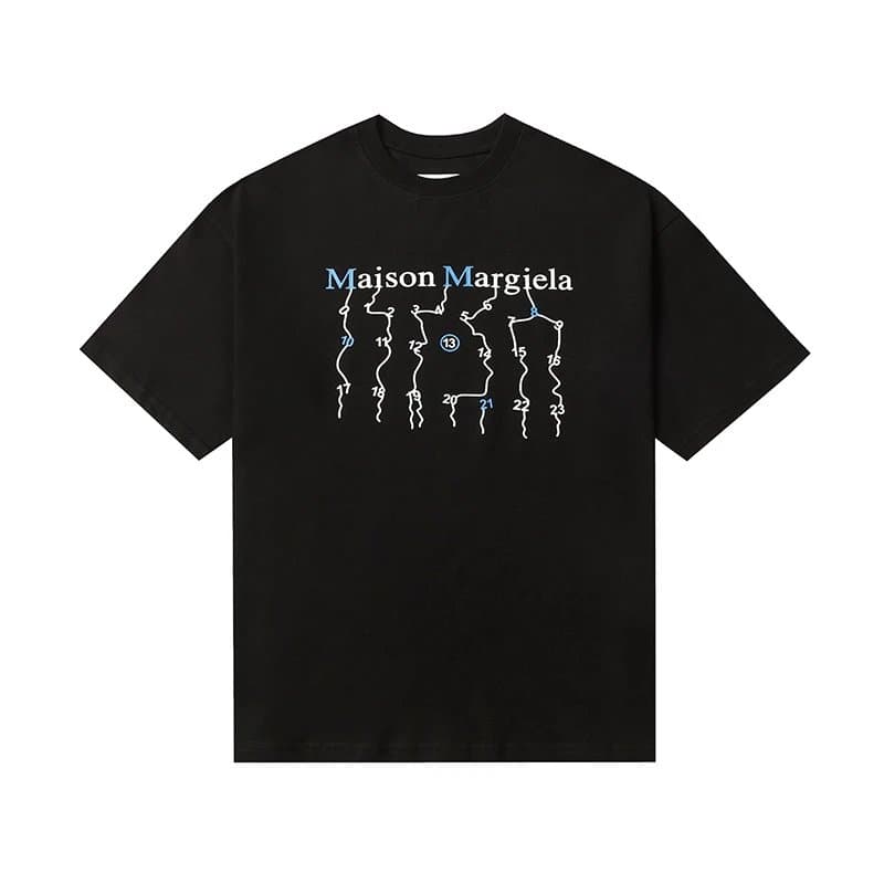 Maison Margiela Numbered Neck Tee White Numerals — D808黑色
