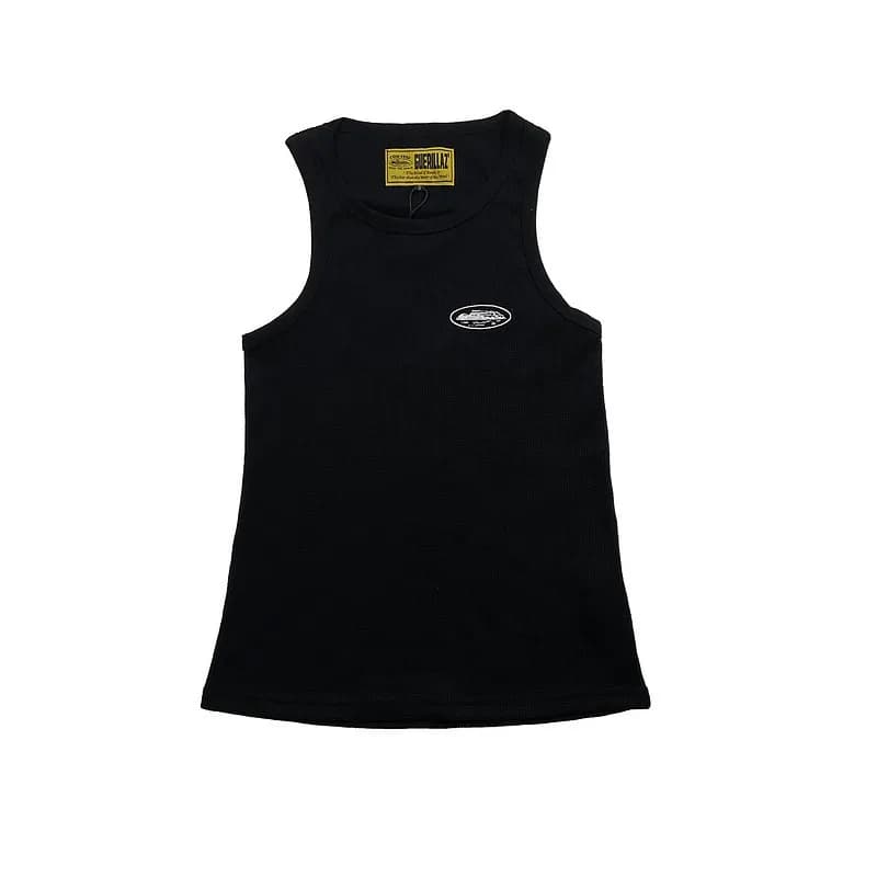 Corteiz Ribbed Tank Top White Trim — 5087黑白