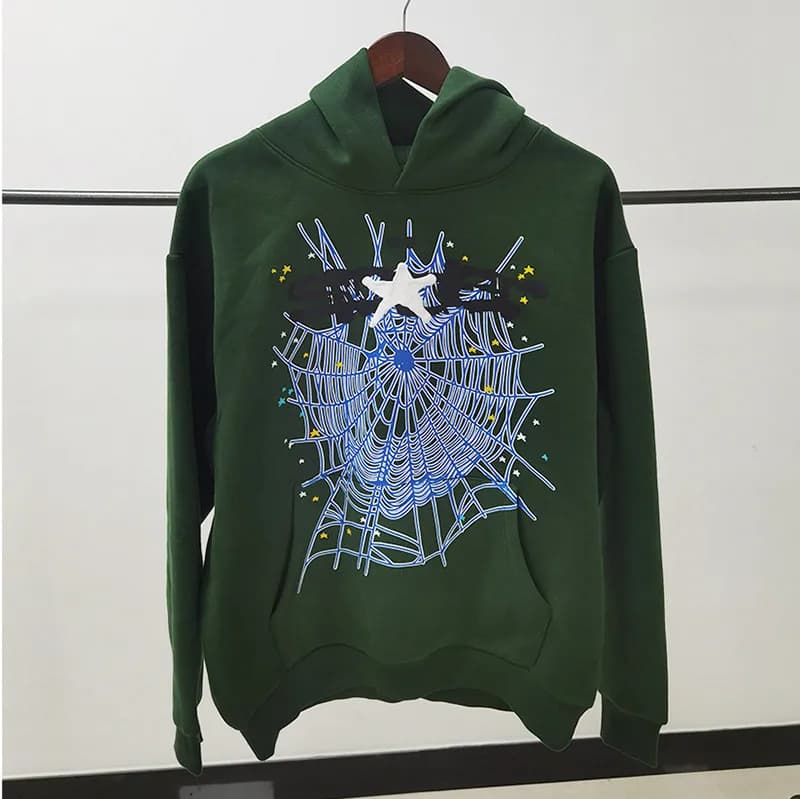 Sp5der Hoodie Spider Web — 144 暗绿