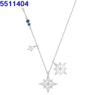 Swarovski Swan Pendant Crystal-Encrusted — Eight-pointed star white gold necklace