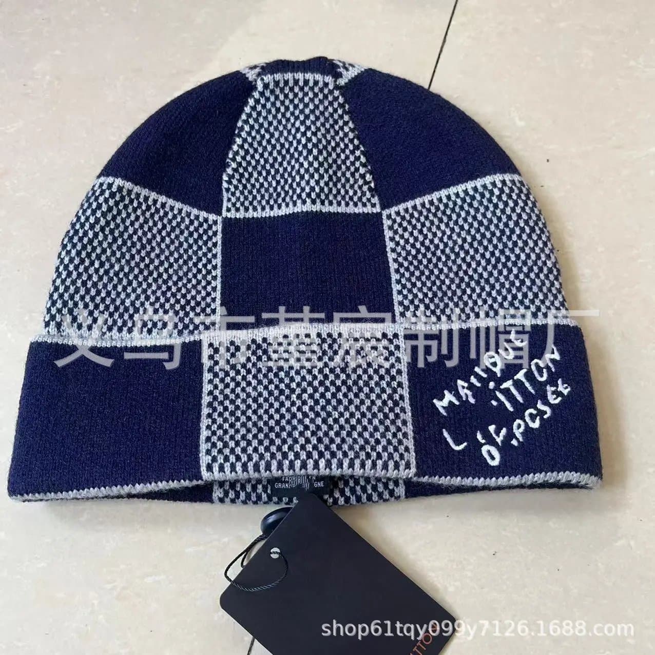 Louis Vuitton Knit Beanie Checkered Patchwork — M（56-58cm） · 藏青色