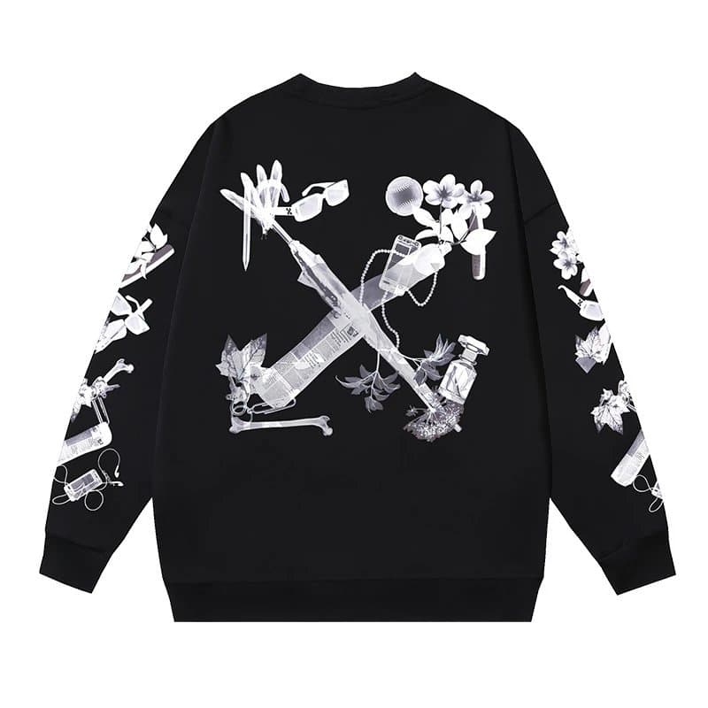 Off-White Cotton Sweatshirt Painted Arrow — A1