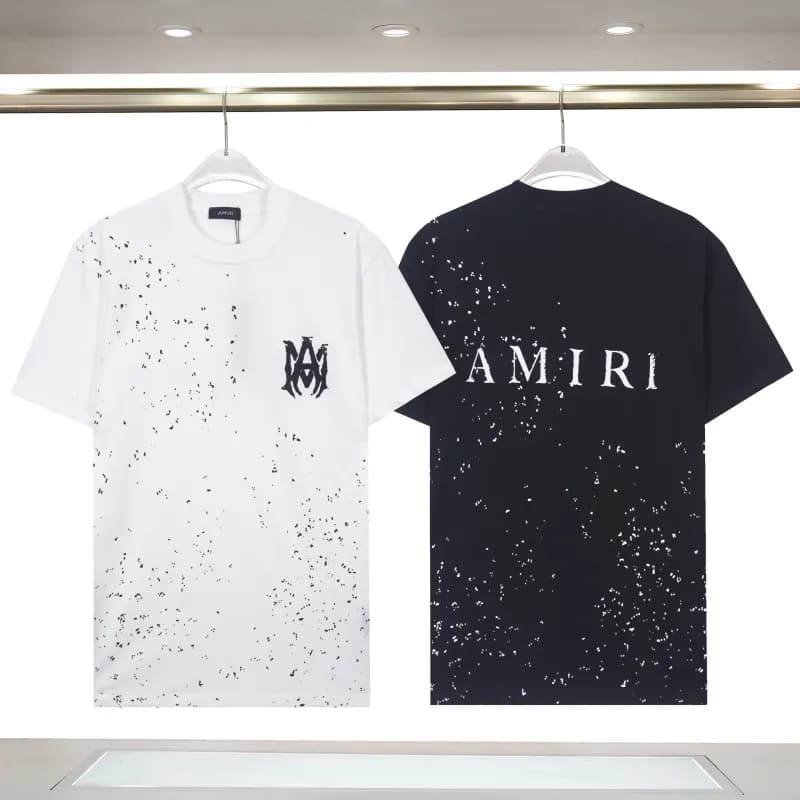 Amiri Logo Print T-Shirt Splatter Paint