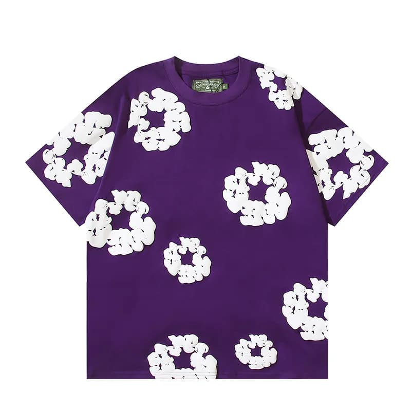 Balenciaga Cloud Print T-Shirt 3D Cloud Motif — 紫色发泡短袖