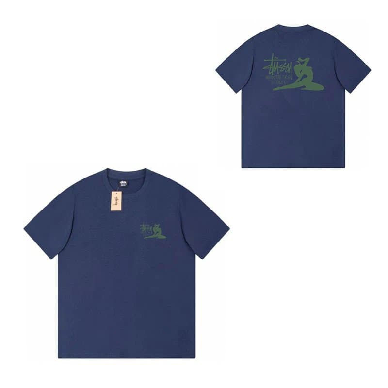Stüssy Logo Tee Heather Grey — 309藏青色
