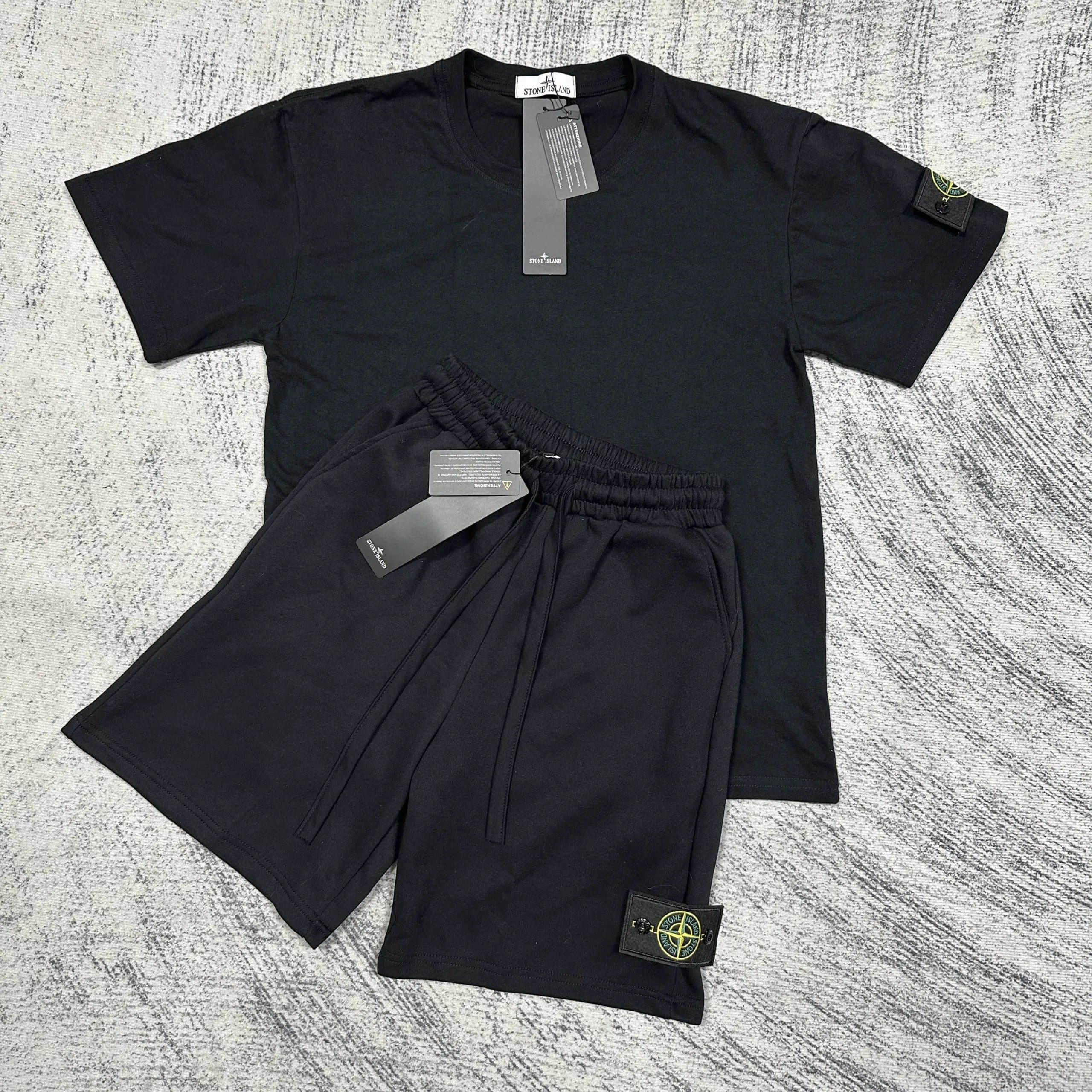 Stone Island T-Shirt and Shorts Set Black