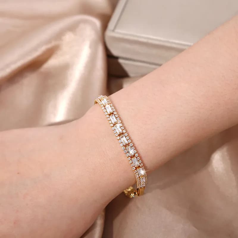 Crystal Tennis Bracelet Baguette-Cut Stone