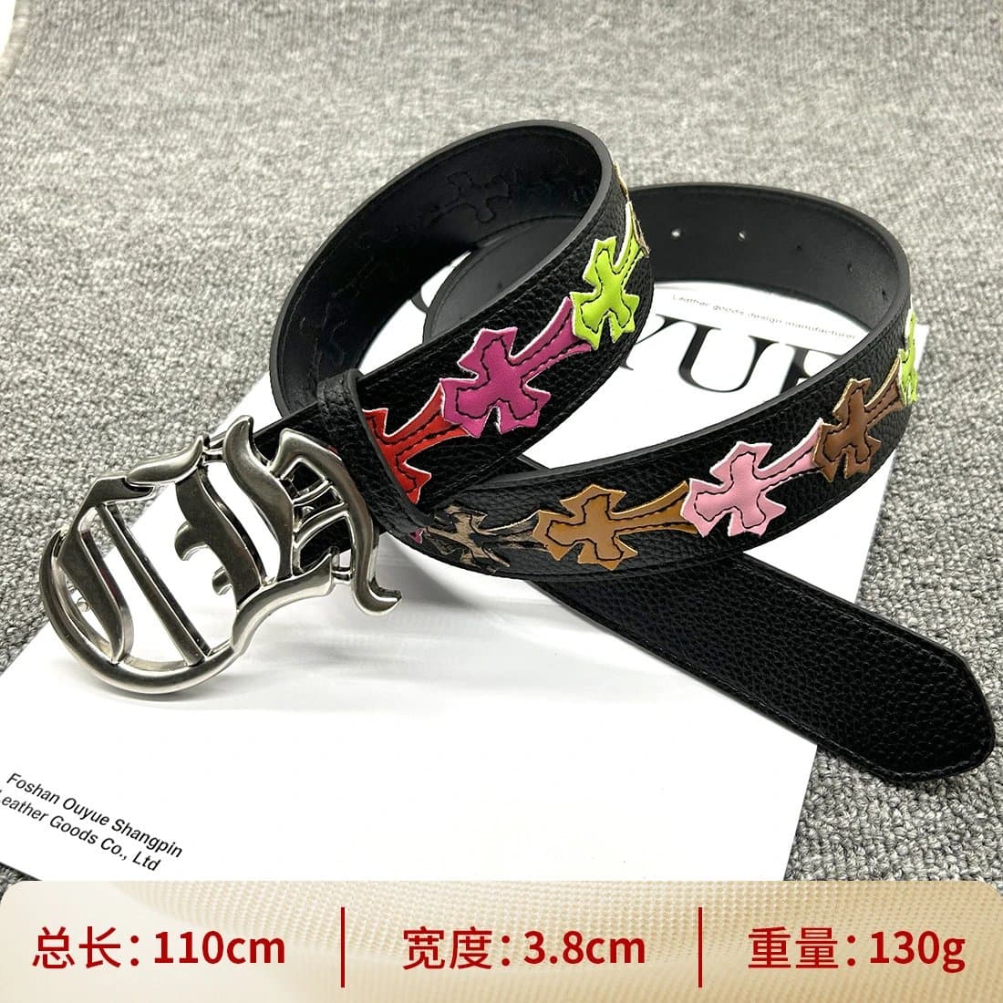 Chrome Hearts Cross Buckle Belt Embossed Leather — 【按扣不规则110cm】彩色十字架腰带