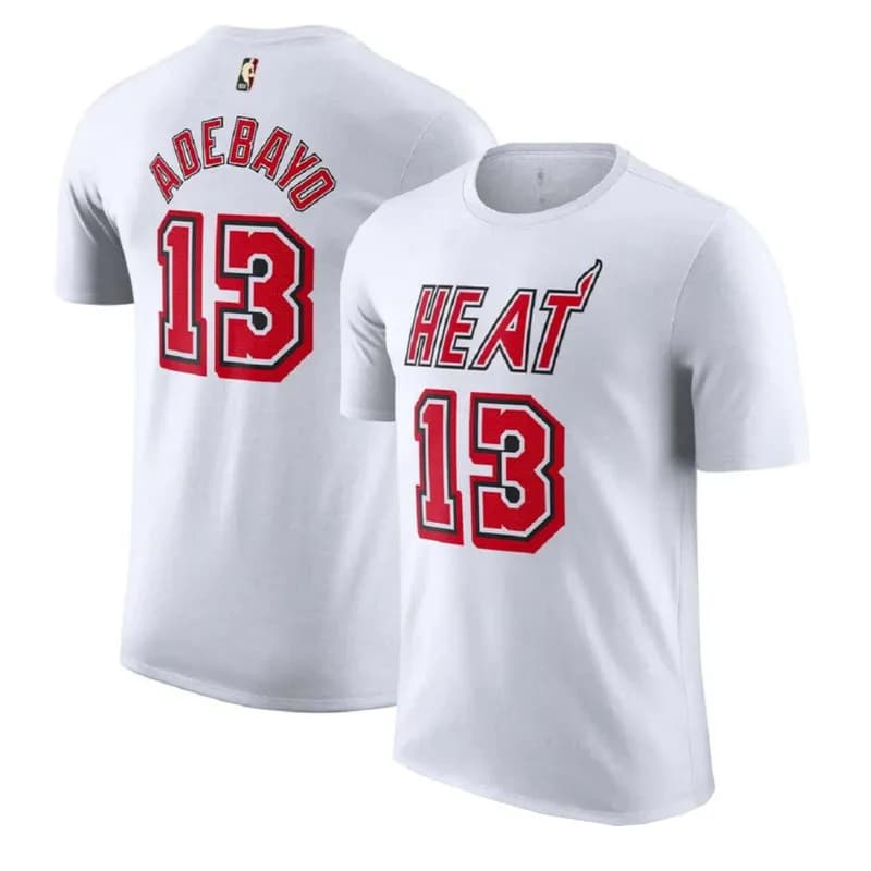 Nike Miami Heat Bam Adebayo Name & Number Tee White/Red