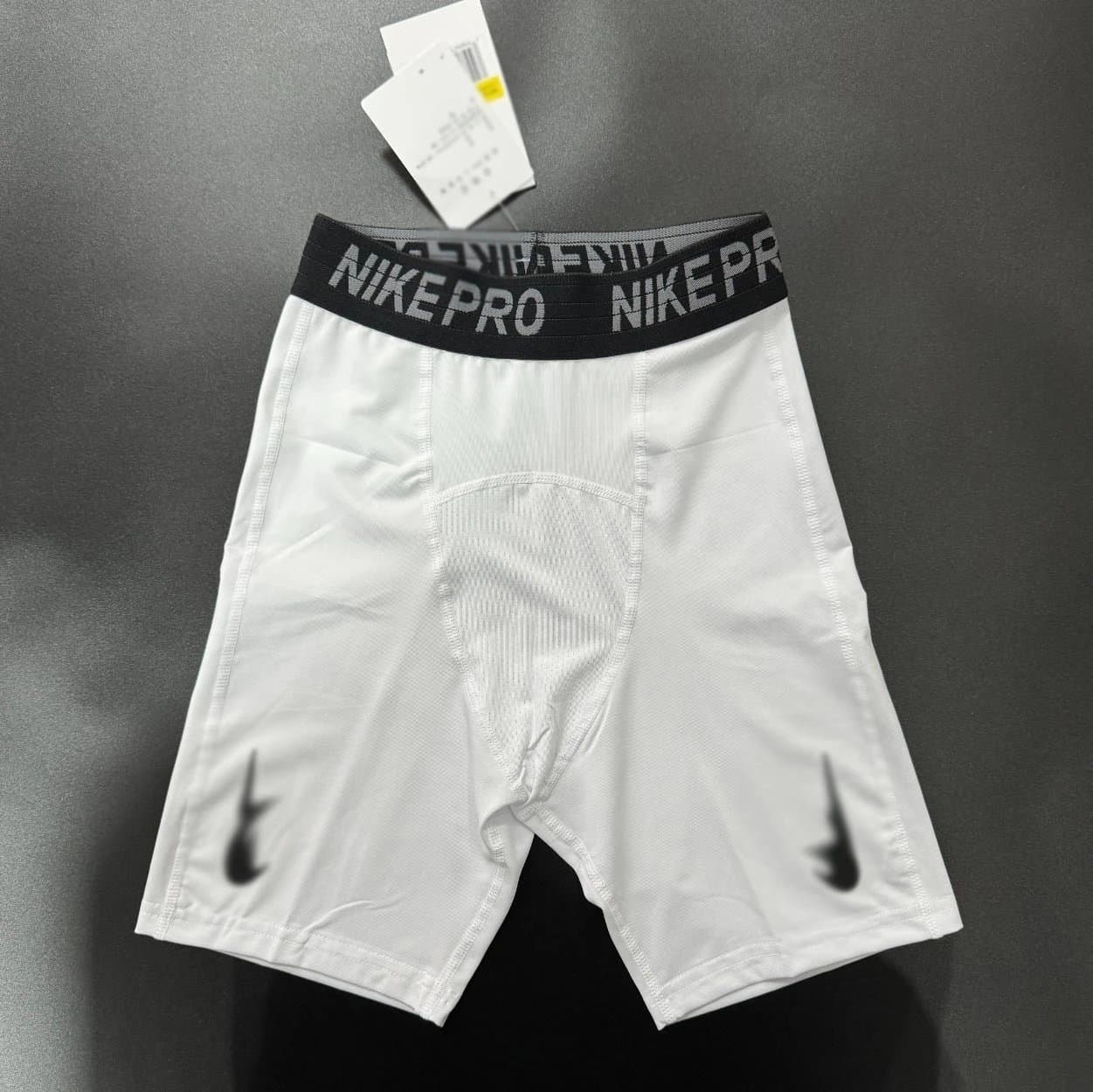 Nike Pro Compression Shorts White with Black Swoosh
