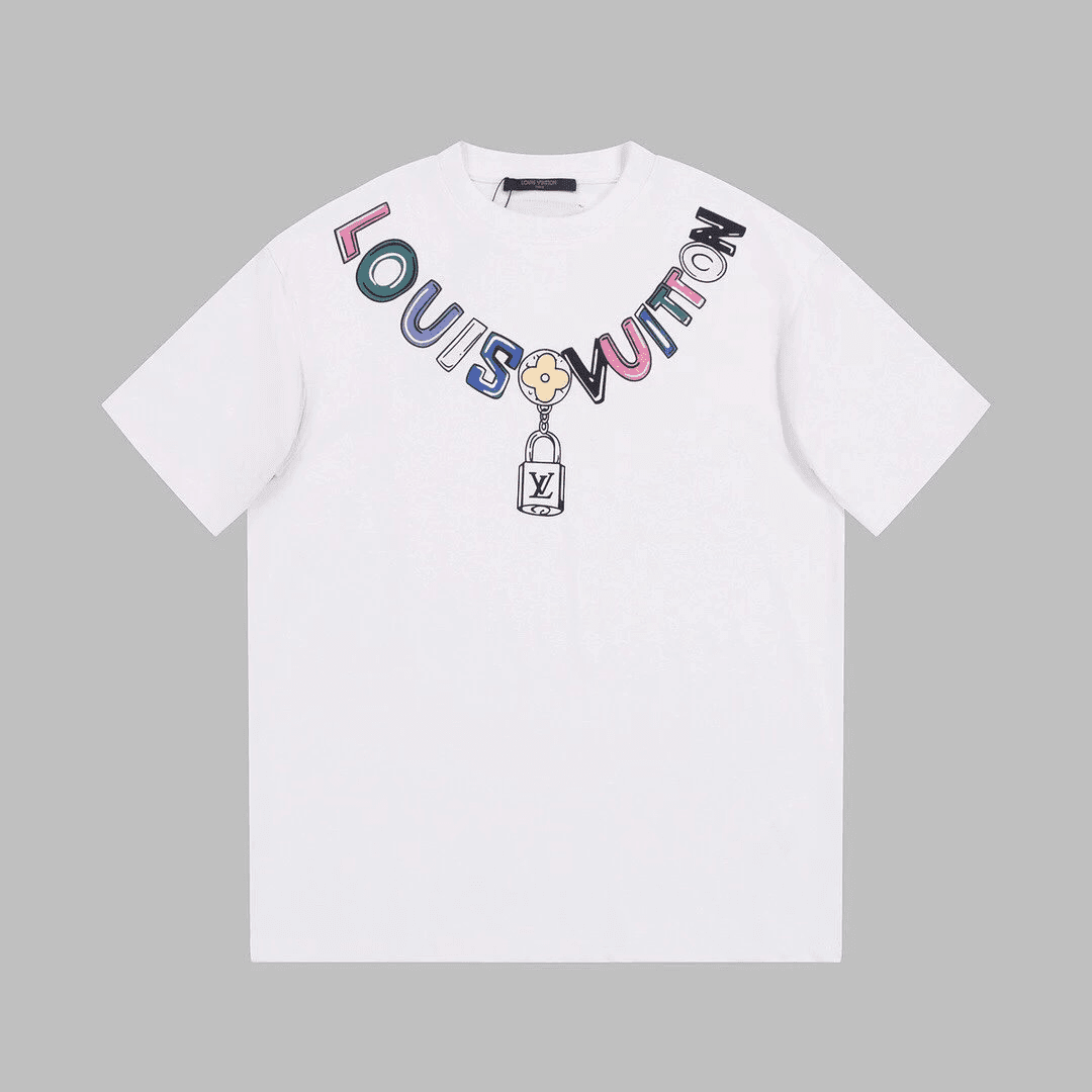 Louis Vuitton T-Shirt Multicolor Logo Necklace Print