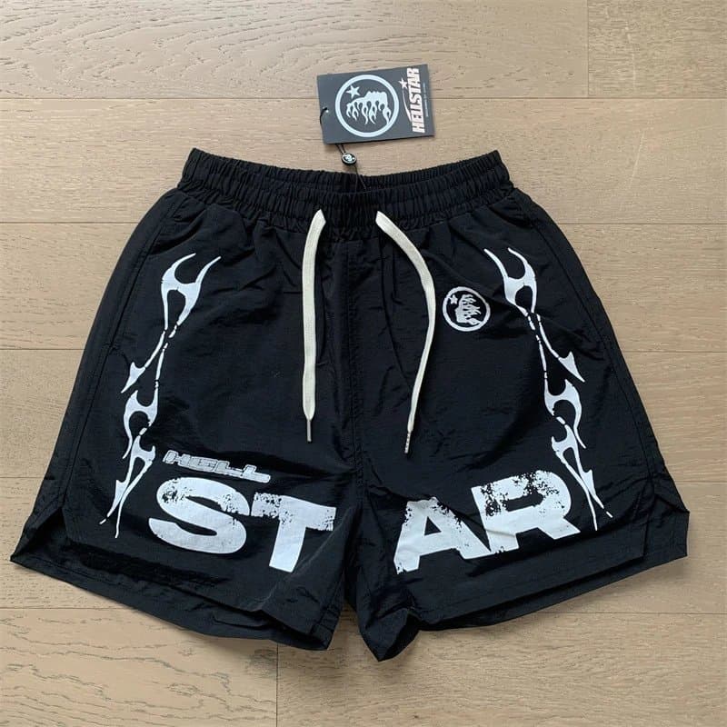 Hellstar Track Shorts Flame Logo — 707 黑色