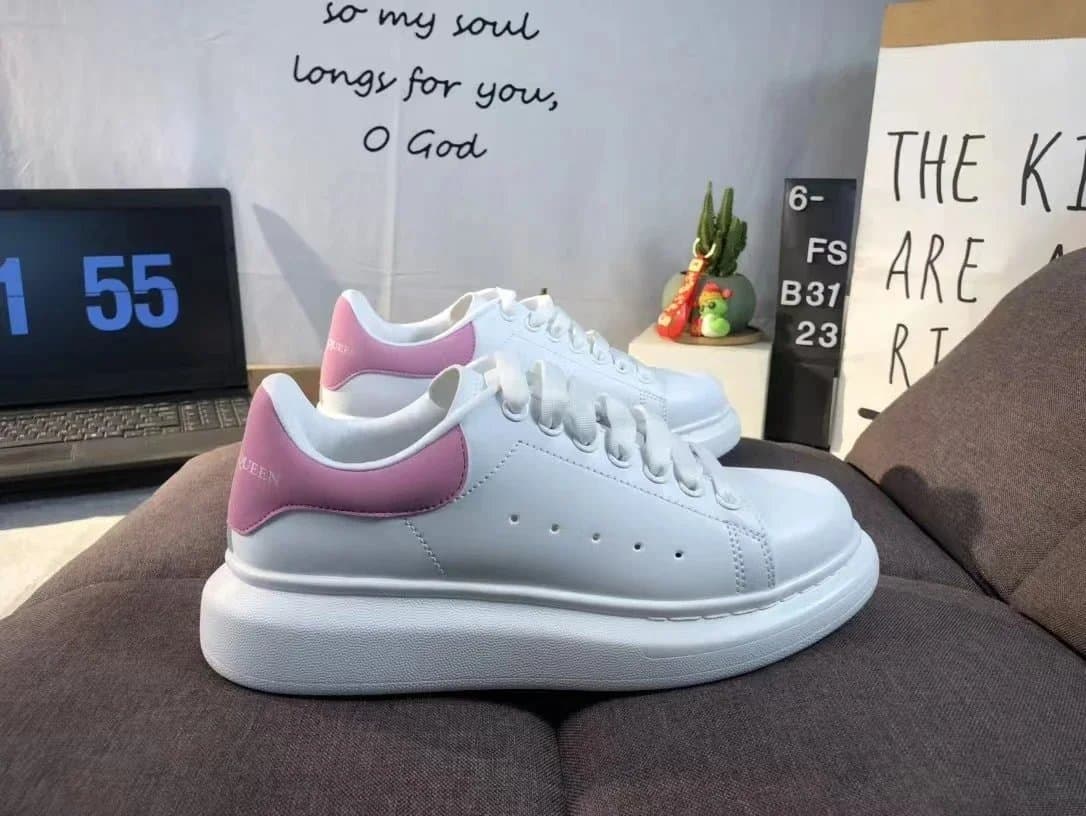 Alexander McQueen Sneaker White with Pink Heel Tab