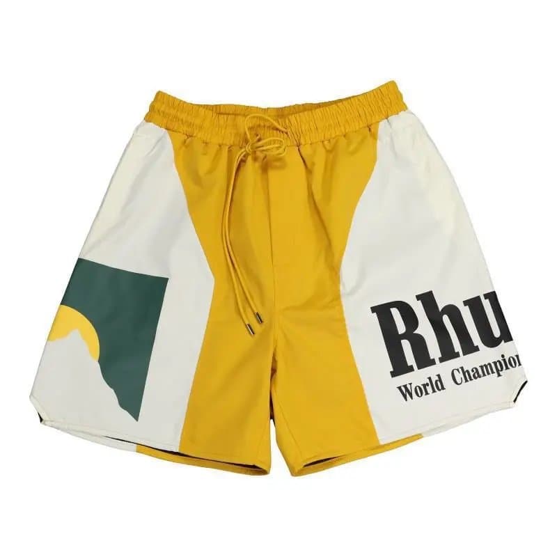 Rhude Logo Shorts Maroon with White Logo — 8533 黄