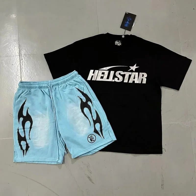 Hellstar T-Shirt & Shorts Set Flame Graphic