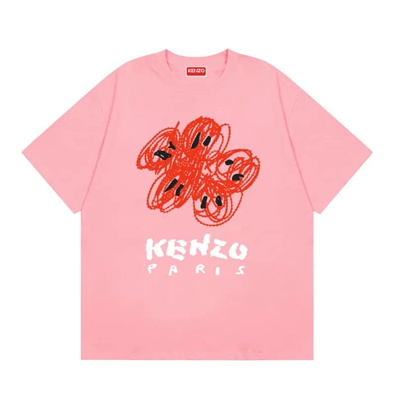 Kenzo Graphic T-Shirt Scribble Flower — K86粉色