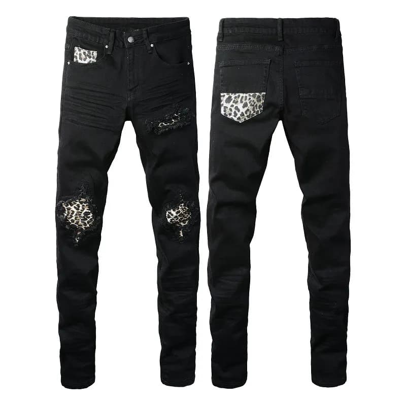 Distressed Jeans Leopard Patch