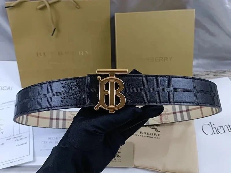 Burberry Logo Buckle Belt Checkered Monogram — 18