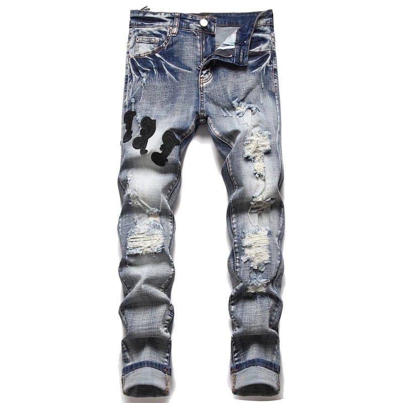 Amiri Distressed Jeans Red Logo Embroidery — 6