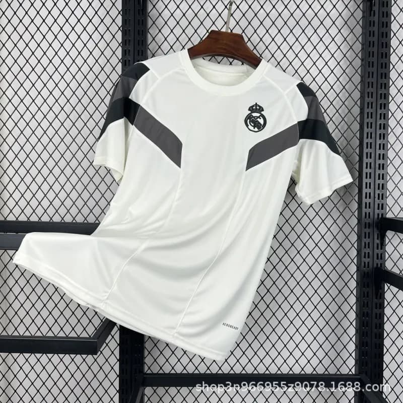 Adidas Real Madrid Training Tee White/Grey Stripe