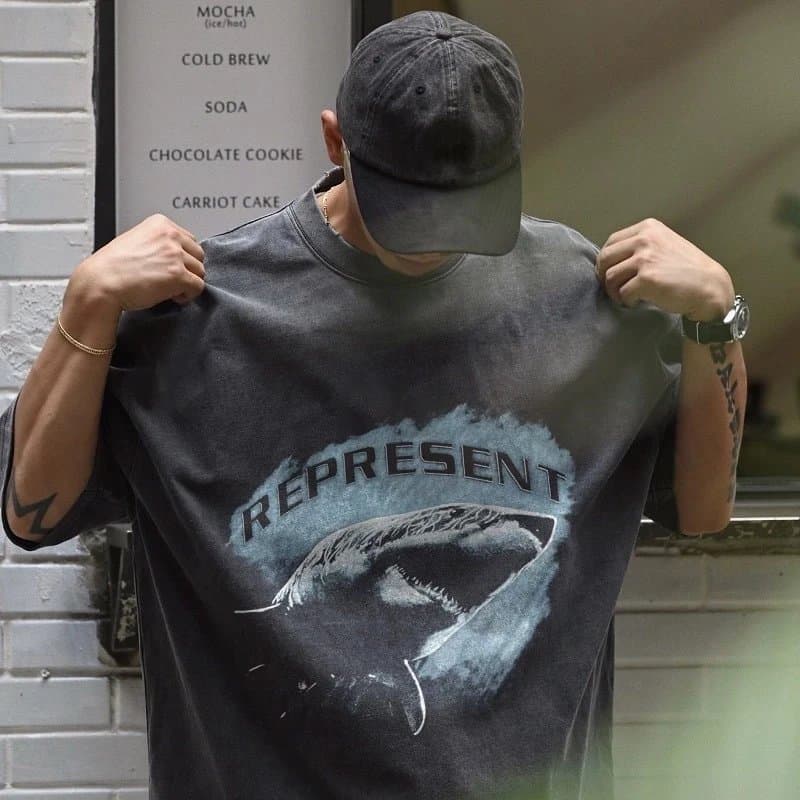Represent Graphic Tee Three Dobermans — 水洗黑【迅游鲨鱼】