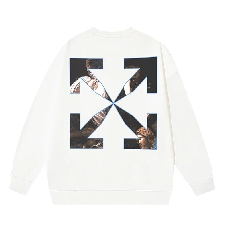 Off-White Cotton Sweatshirt Diptych Arrow Print