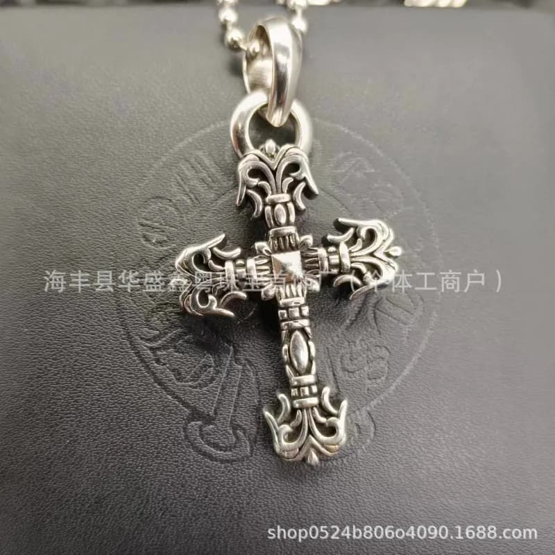 Chrome Hearts Cross Dagger Pendant Sterling Silver — 小号火焰吊坠