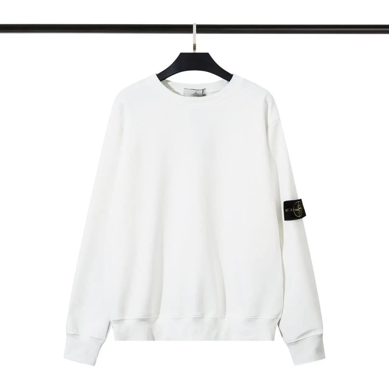 Stone Island Crewneck Sweatshirt Solid — 白色加绒