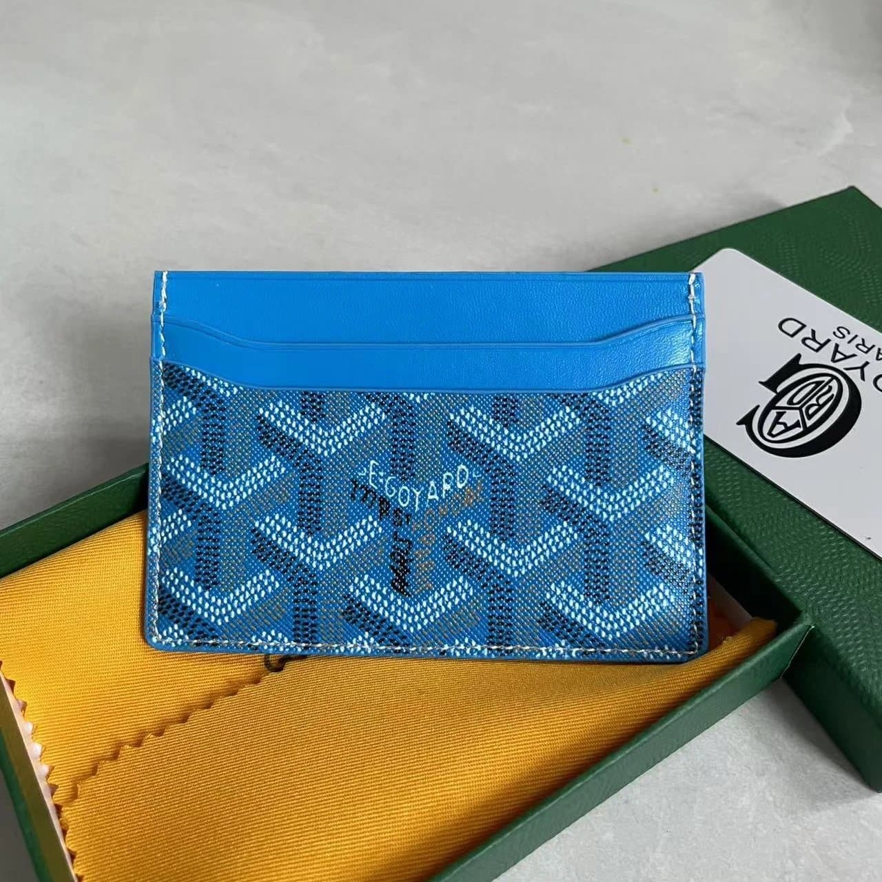 Goyard Card Holder Chevron Pattern — 天蓝色