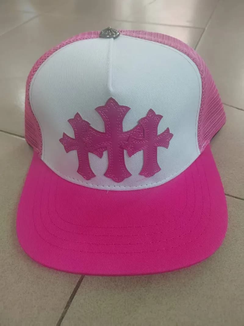 Chrome Hearts Snapback Cap Cross & CH Logo Embroidery — 78 rose color