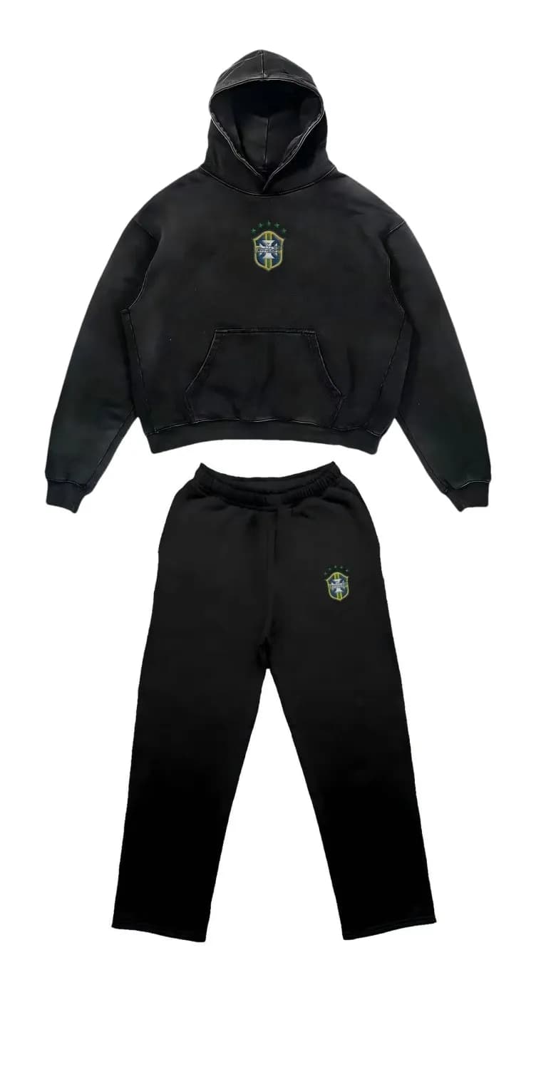 Cropped Hoodie and Joggers Set Brazil CBF Crest