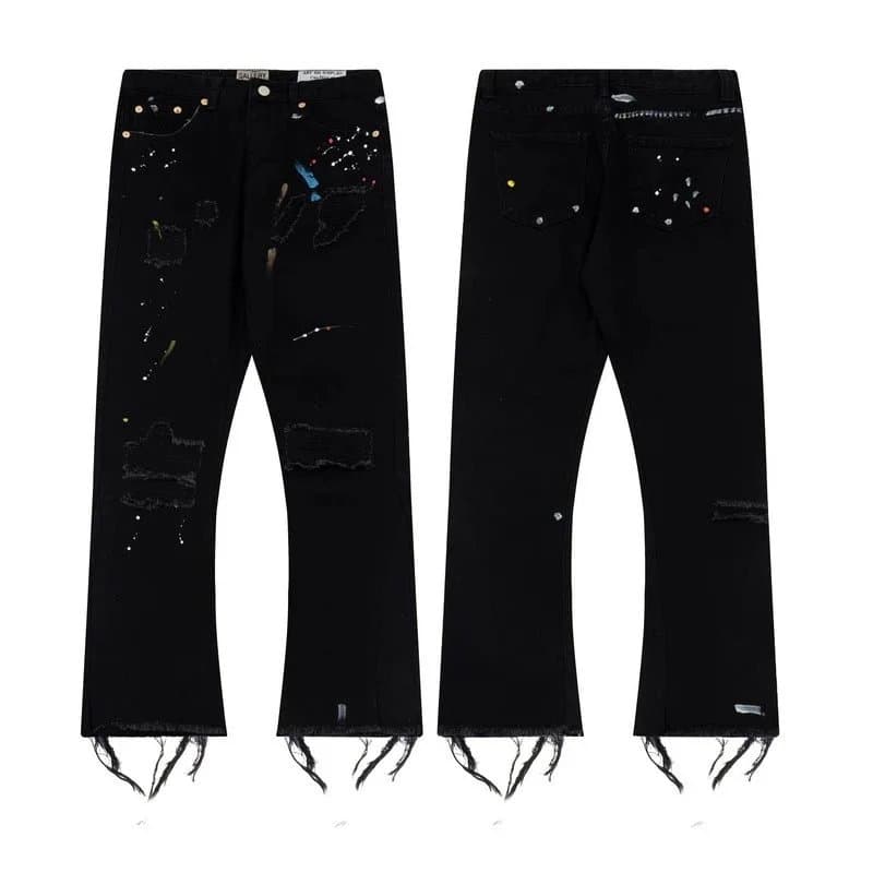 Levi's Flared Jeans Patchwork Distressed — G200黑色【35号】