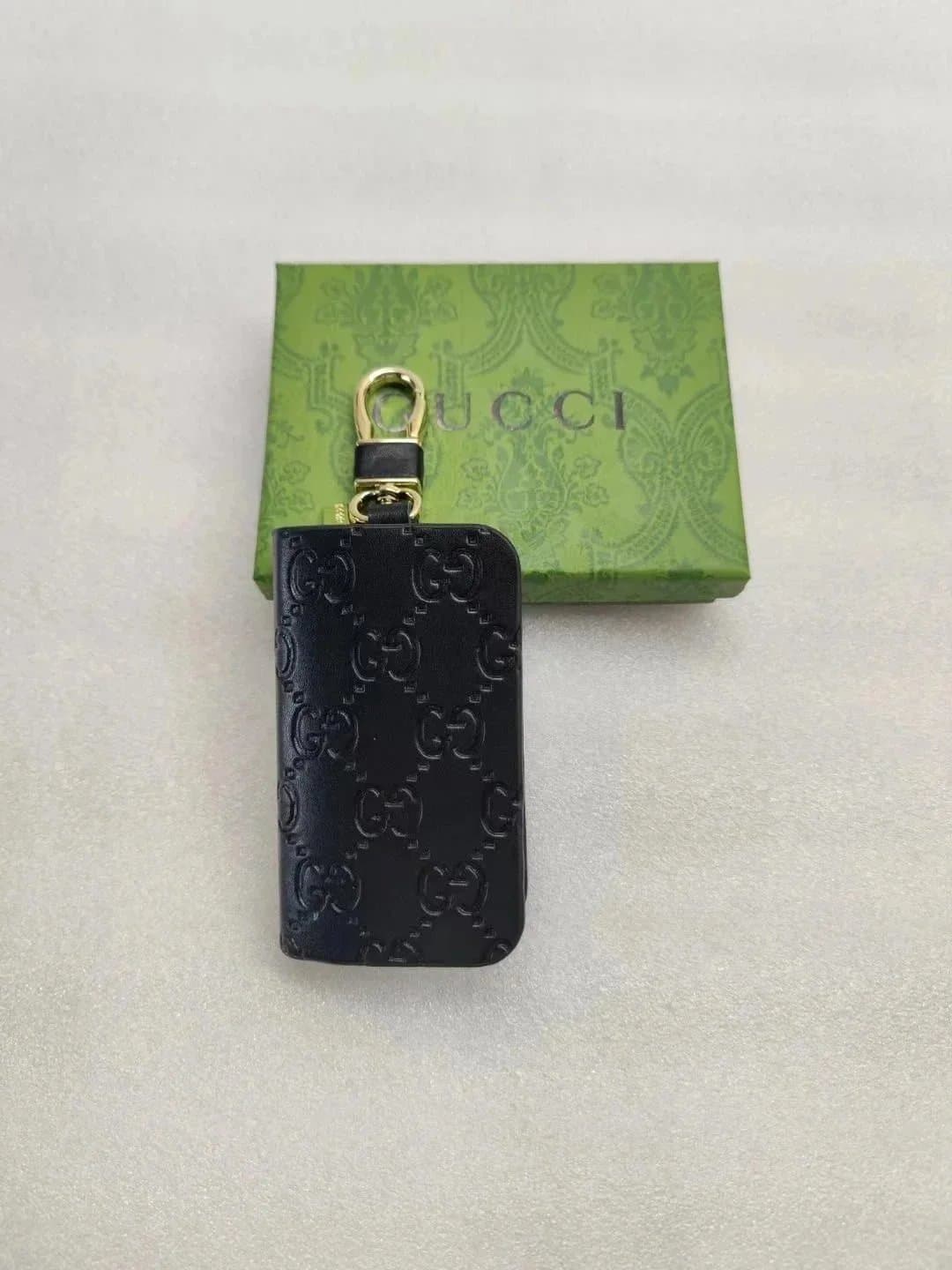 Gucci GG Marmont Key Holder Black Embossed