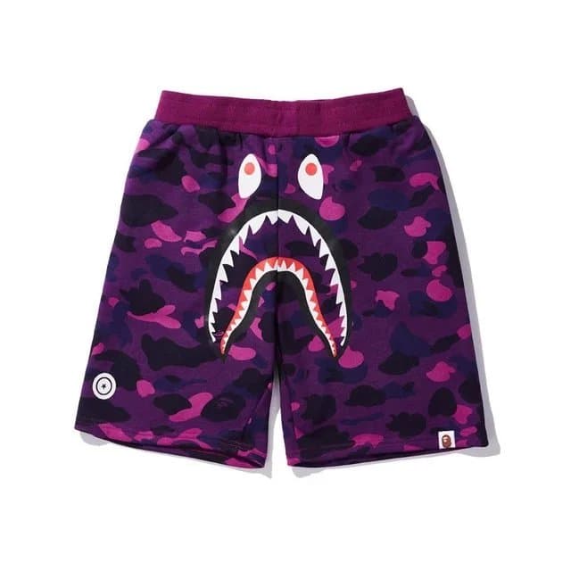 BAPE Shark Shorts Camo Split — 22紫黑迷彩