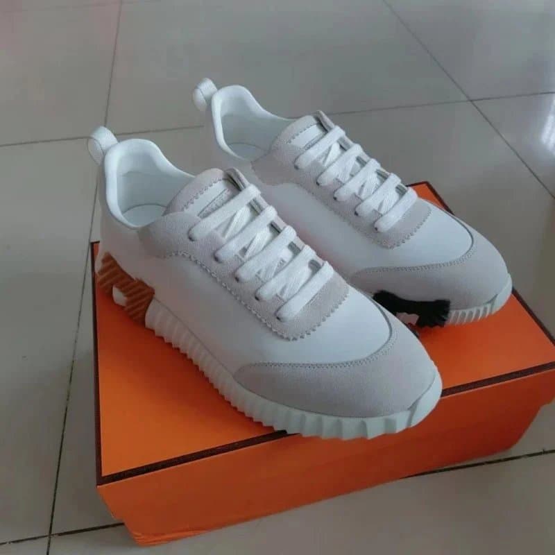 Hermès Run Away White Suede and Leather