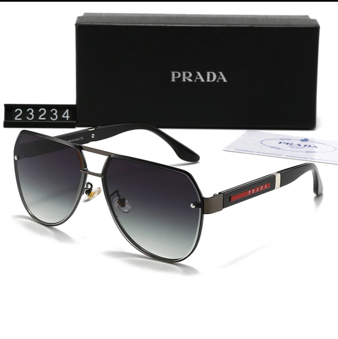 Prada Rimless Sunglasses Geometric Frame — AO232341