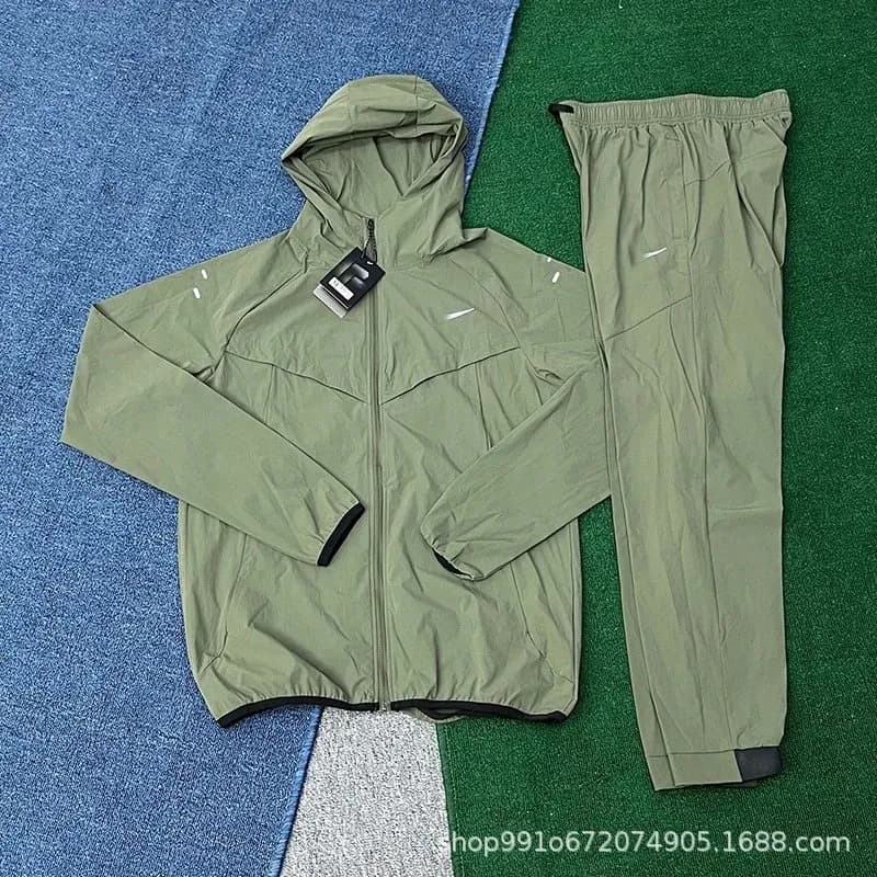 Nike Windrunner Jacket and Joggers Set Olive Green