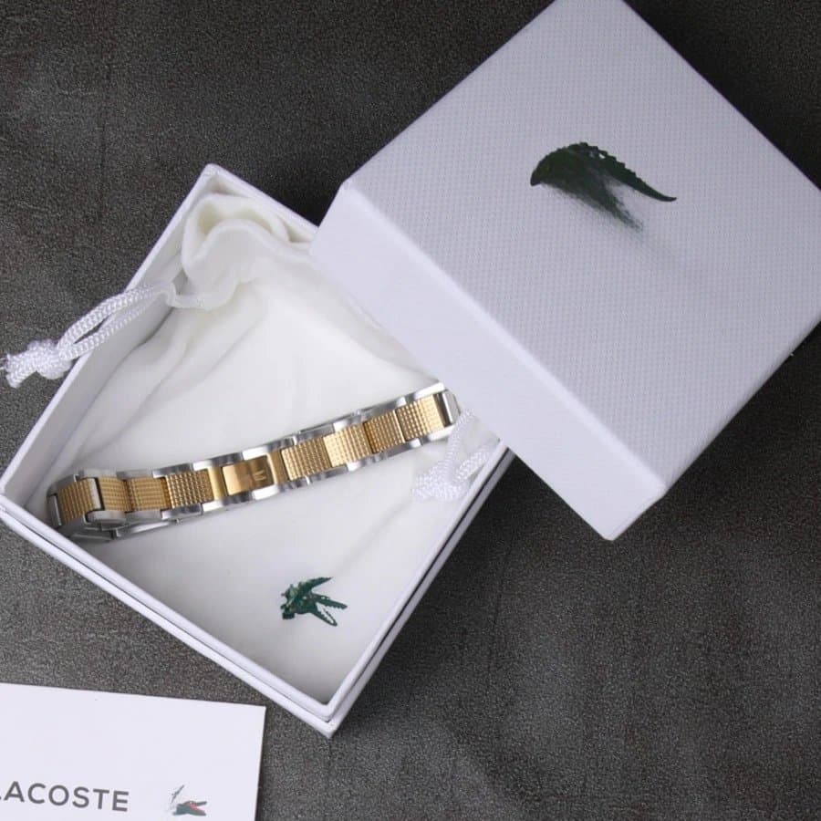 Lacoste Bracelet Two-Tone Link — OPK-03大鳄鱼间金+盒子