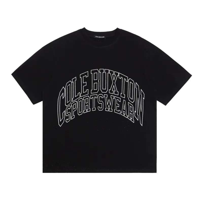 Cole Buxton Arch Logo Tee Black with White Outline Logo