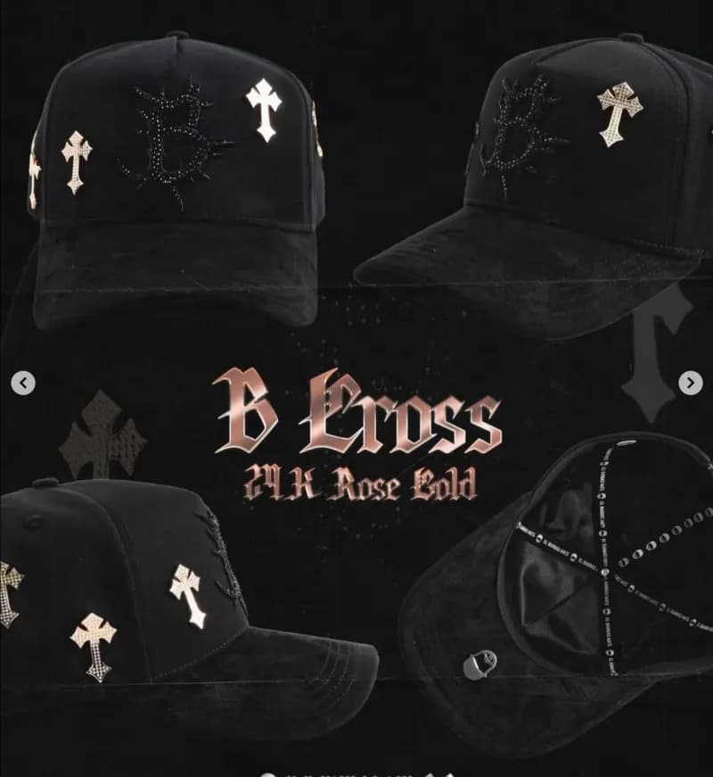 Chrome Hearts Snapback Cap B Cross Rose Gold