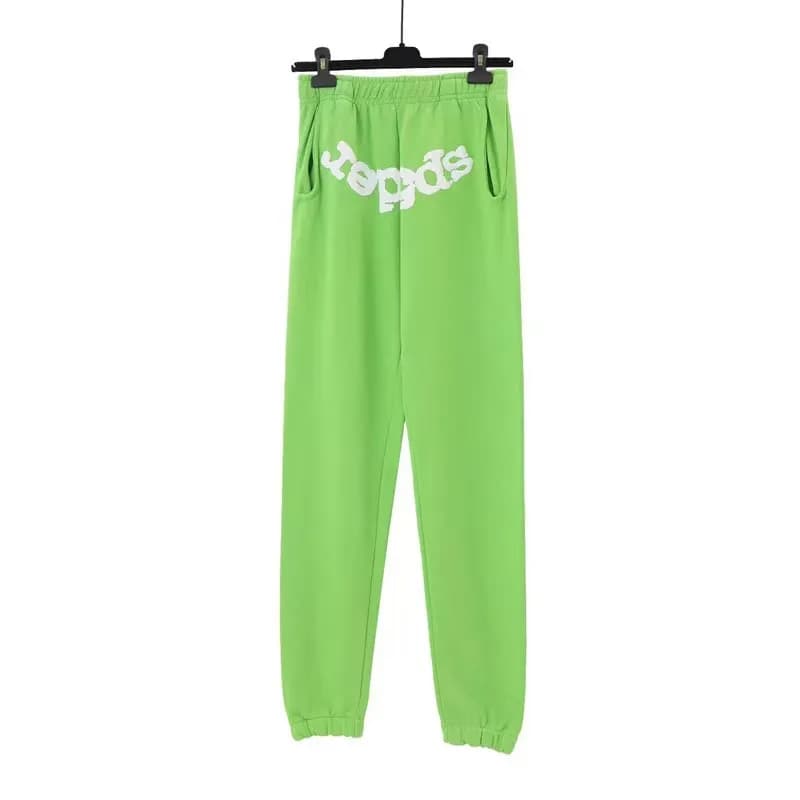 Sp5der Spider Web Hoodie Star Logo Print — 143-2 pants green