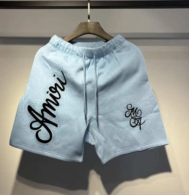 Amiri Logo Shorts Crystal Embellished — 蓝色