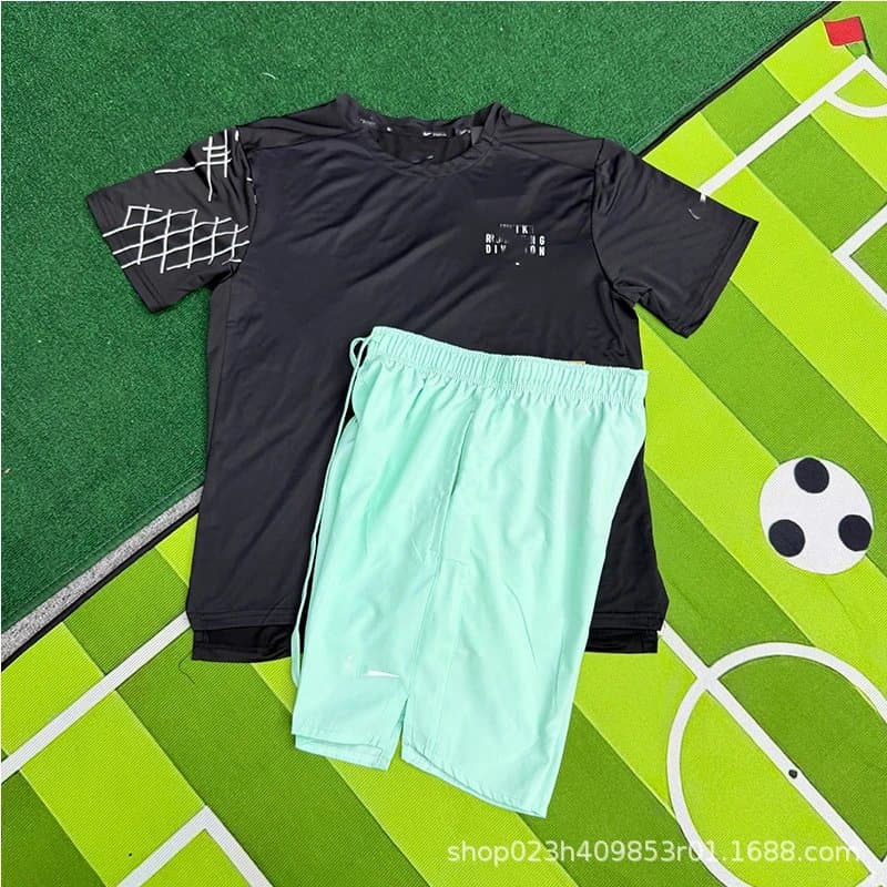 Nike Running Division Set Grid Print — 花纹黑色+D218绿色